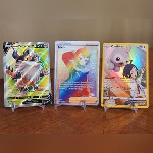 Pokemon cards- Arezu 204/196, Galarian Perrserker V 183/196, Castform TG11/TG30